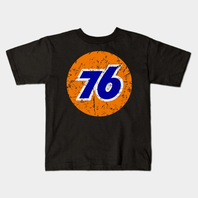 Vintage Distressed 76 Gasoline Kids T-Shirt by Army Of Vicious